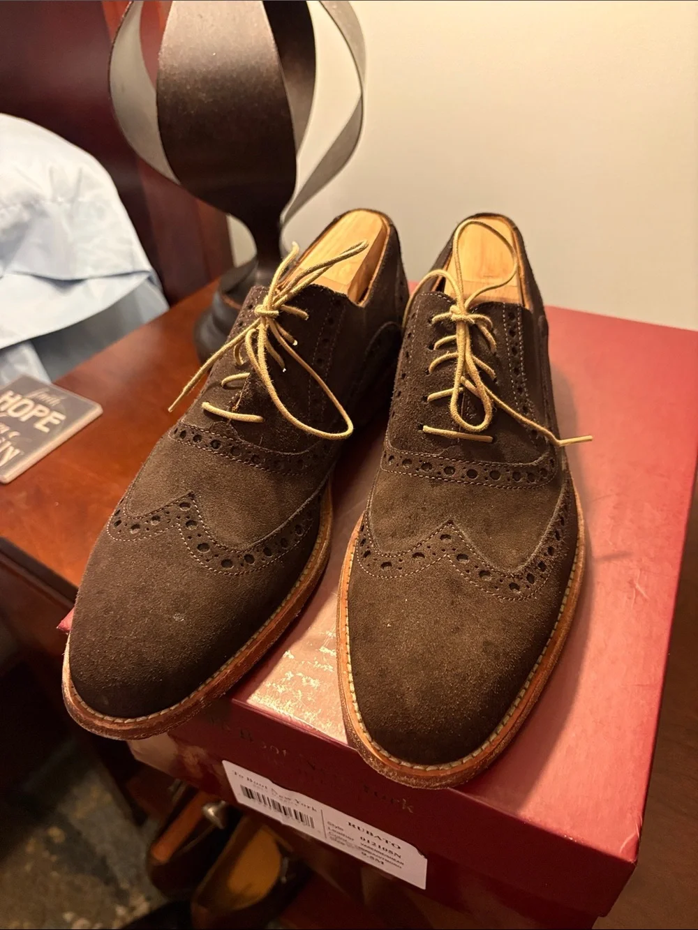Gordon Rush Dark Brown Suede Wingtip Derbys